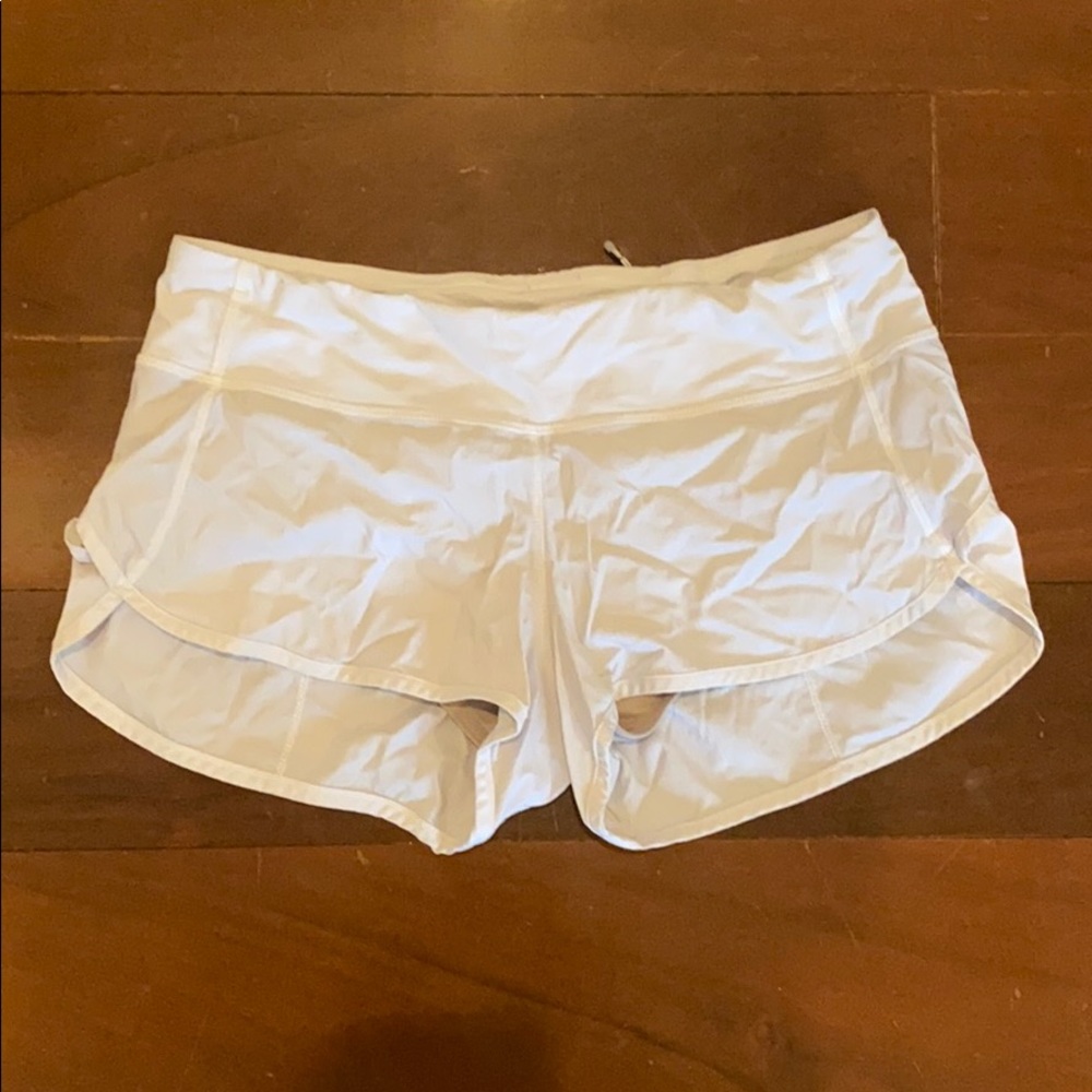 White Lulu Lemon sport shorts